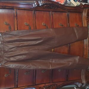 Vtg. Chocolate Brown Pleated Leather Pants sz 8